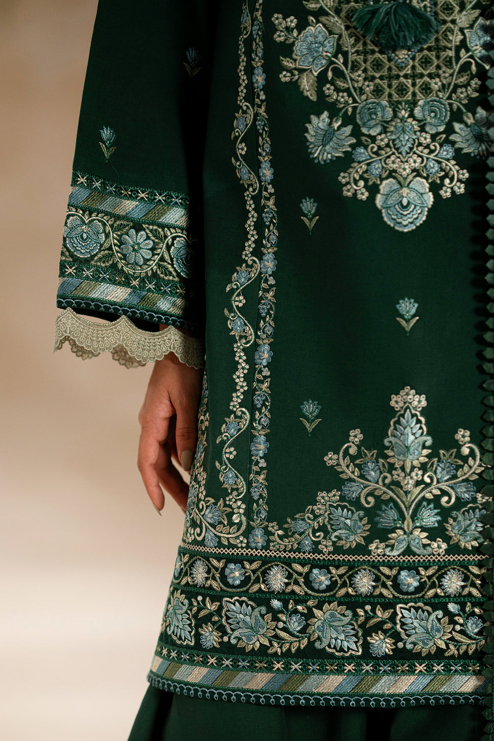 EMBROIDERED LAWN SUIT (E0558/203/707)