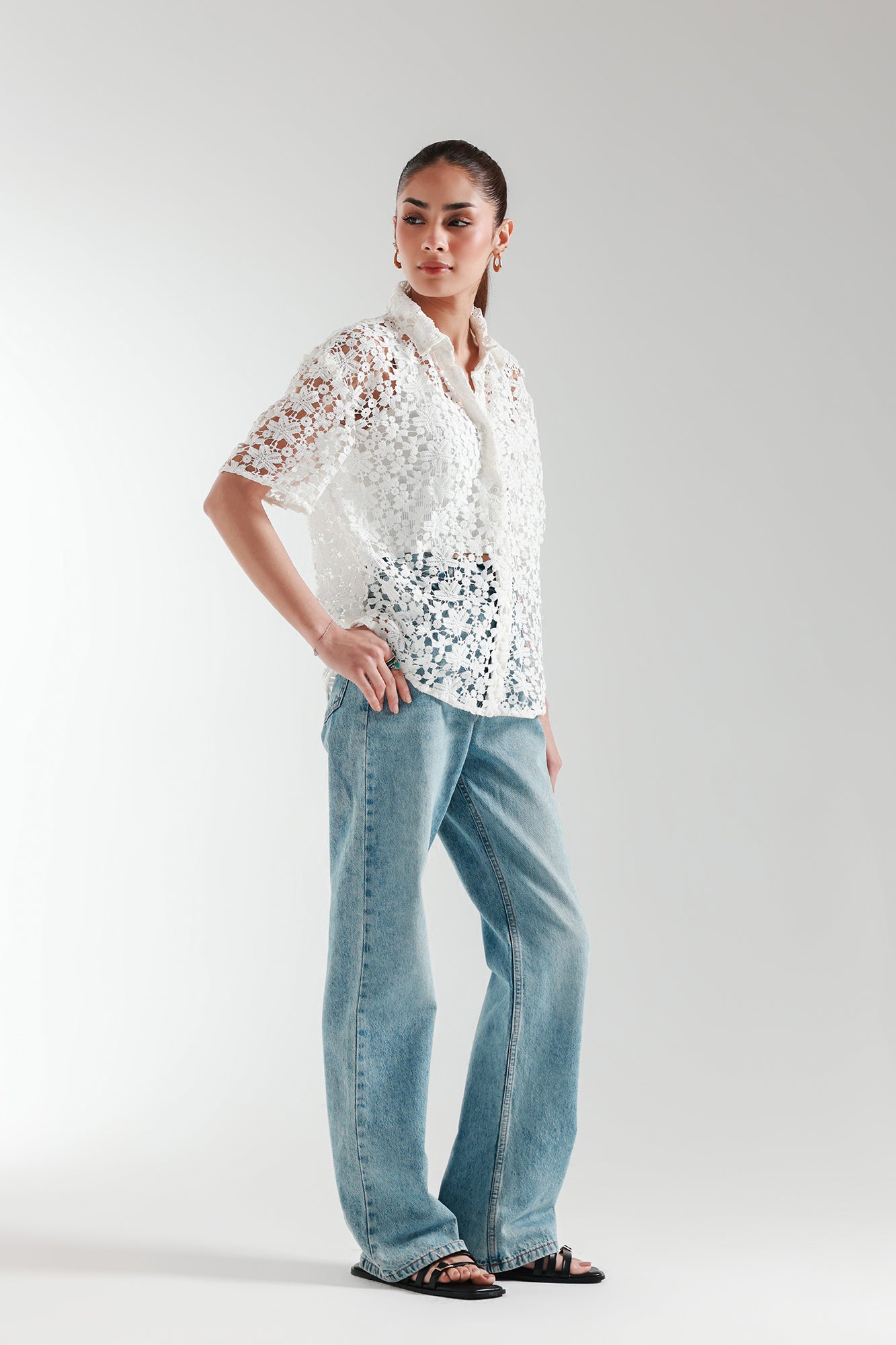 BUTTON DOWN NET TOP  (E2433/108/001)