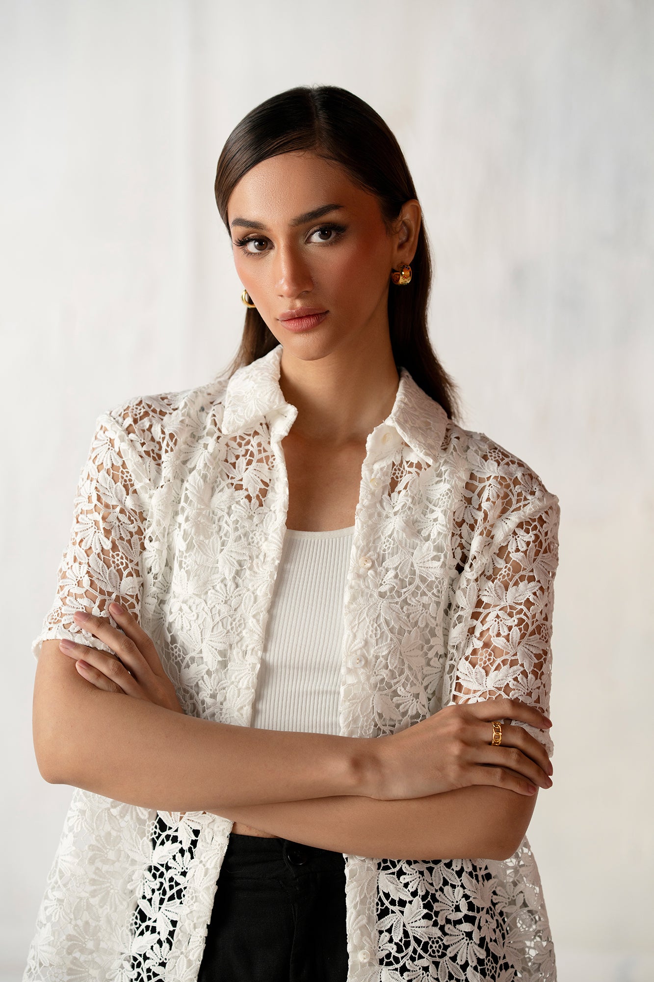 BUTTON DOWN NET SHIRT (E2434/108/001)