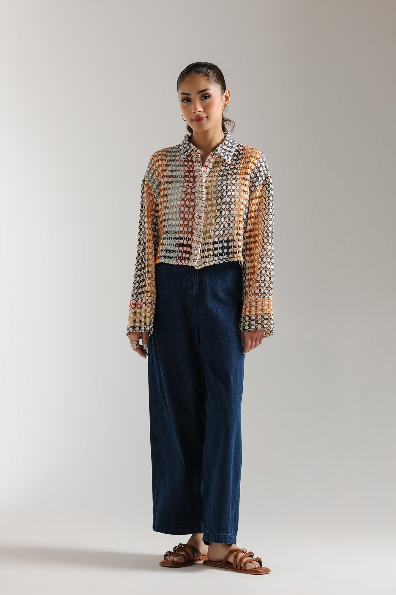 BUTTON DOWN CROPPED SHIRT (E2527/108/208)