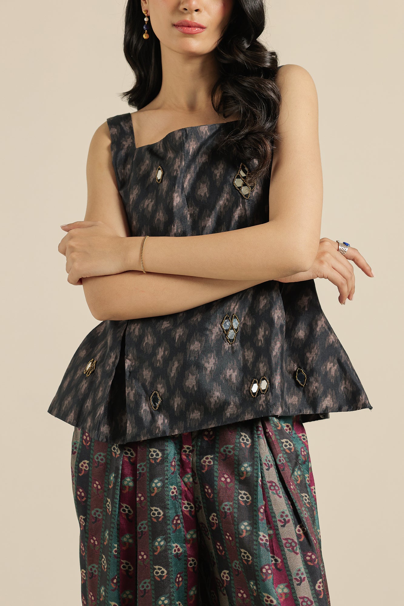 Mustard Printed Cotton Sleeveless Short Top – Gulabchand Prints