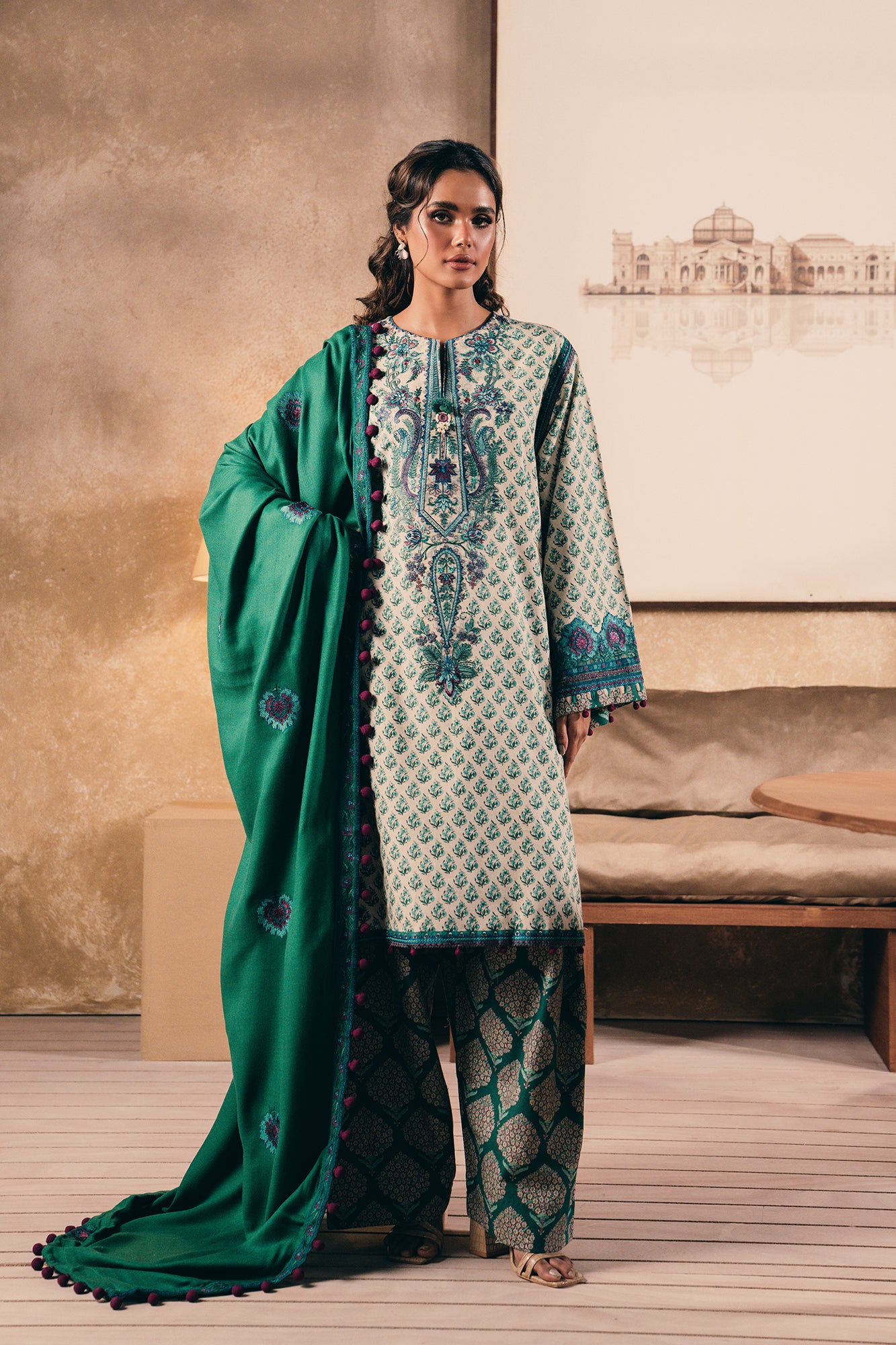 ethnic pk green dress Green Ethnic Maxi Gown with Embbellished Belt Indi Ethnics