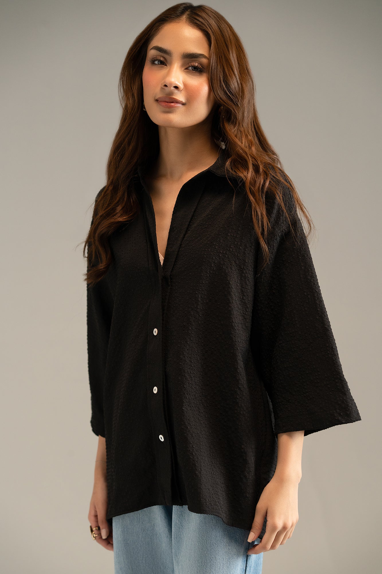 TEXTURED BUTTON DOWN SHIRT (E2035/108/902)