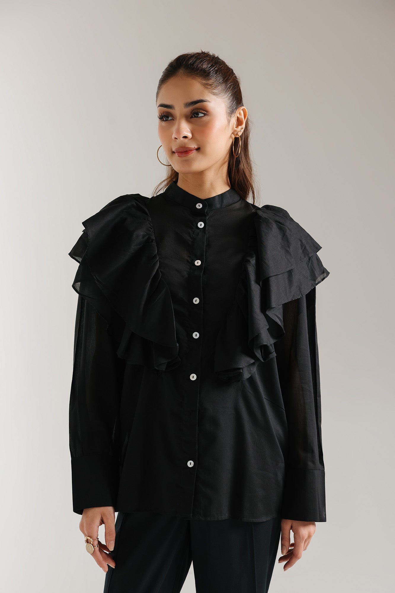 BUTTON DOWN SHIRT WITH FRILLS (E2535/108/902)