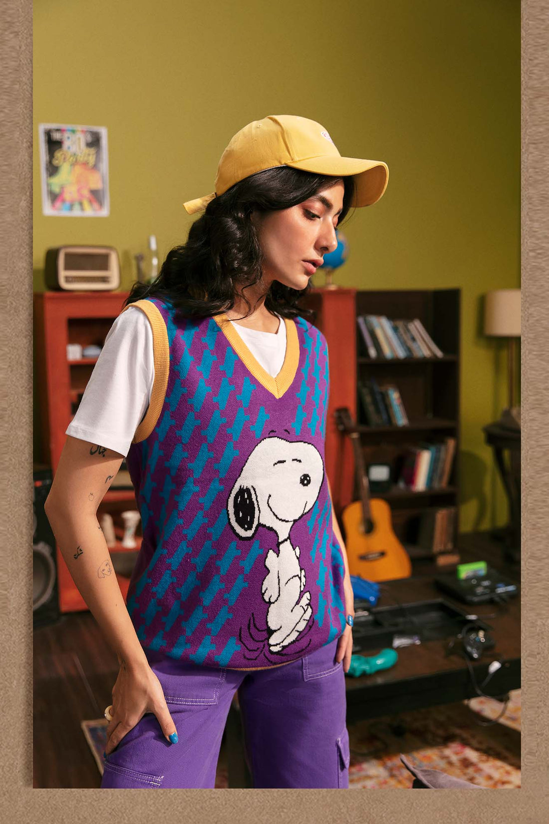 SNOOPY JACQUARD KNIT VEST (E0522/108/509)