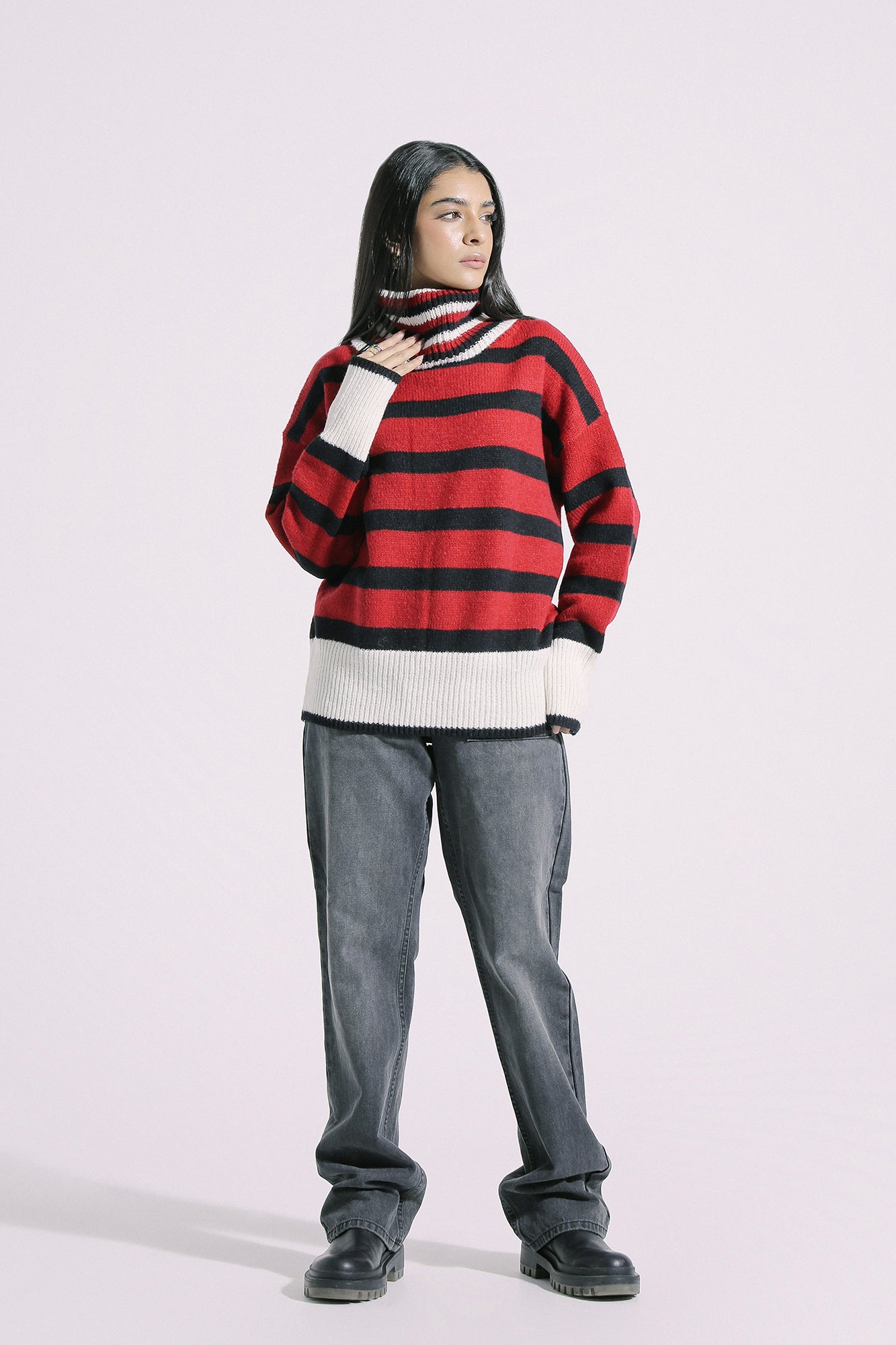 TURTLE NECK STRIPED SWEATER (E0558/108/306)